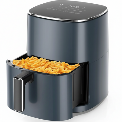 Air Fryer, 6-Quart Smart Air Fryer, 12-In-1 Functions - Air Fry, Roast, Reheat, Dehydrate, Bake, Steam, and More, 400°F Max Temperature, Grey