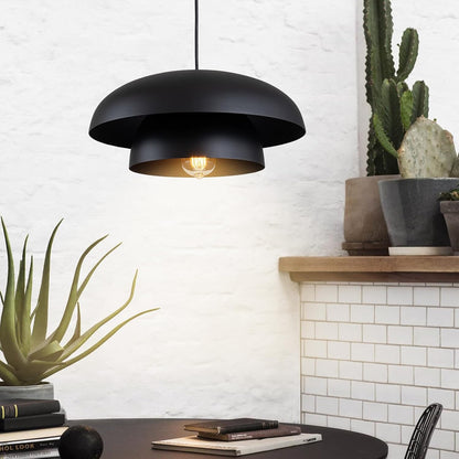 15.7" Black Modern Pendant Light Fixtures, Kitchen Lighting Fixtures Ceiling Hanging Light Fixtures, Farmhouse Large Pendant Light for Kitchen Island Lighting Hanging Lamp