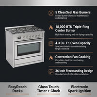 RRG361TS 36" Gas Range Oven with Timer - Stainless Steel, Sealed Burners, Convection Fan, Easy Reach Racks — Results & Stats