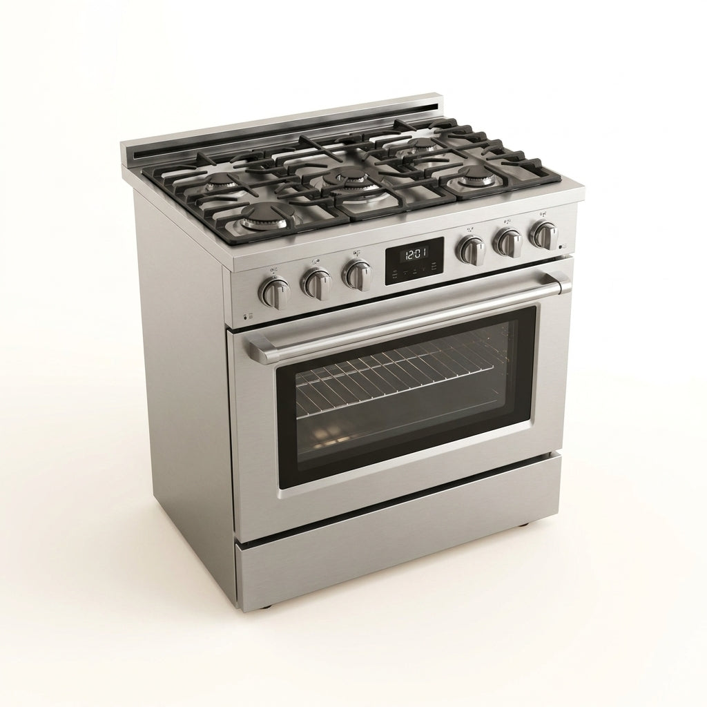 RRG361TS 36" Gas Range Oven with Timer - Stainless Steel, Sealed Burners, Convection Fan, Easy Reach Racks — Studio Shot