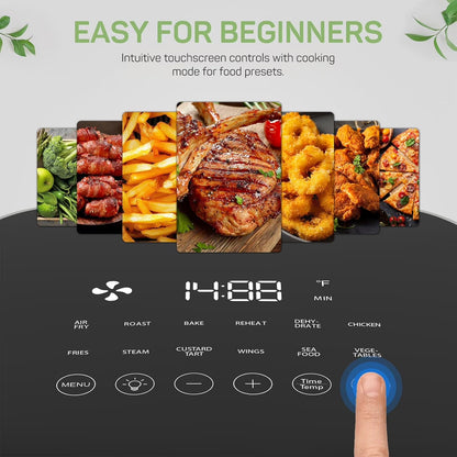 Air Fryer, 6-Quart Smart Air Fryer, 12-In-1 Functions - Air Fry, Roast, Reheat, Dehydrate, Bake, Steam, and More, 400Â°F Max Temperature, Grey