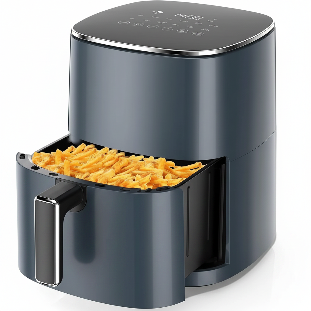 Air Fryer, 6-Quart Smart Air Fryer, 12-In-1 Functions - Air Fry, Roast, Reheat, Dehydrate, Bake, Steam, and More, 400Â°F Max Temperature, Grey