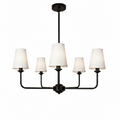 31.5 In.5-Light Modern Kitchen Island Pendant Lighting Fixture,Classic Black Chandelier W/ Linen Shades for Dining Room
