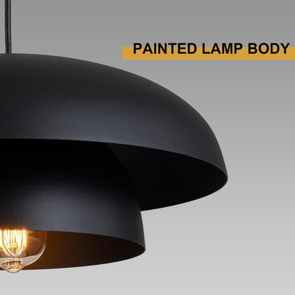 15.7" Black Modern Pendant Light Fixtures, Kitchen Lighting Fixtures Ceiling Hanging Light Fixtures, Farmhouse Large Pendant Light for Kitchen Island Lighting Hanging Lamp