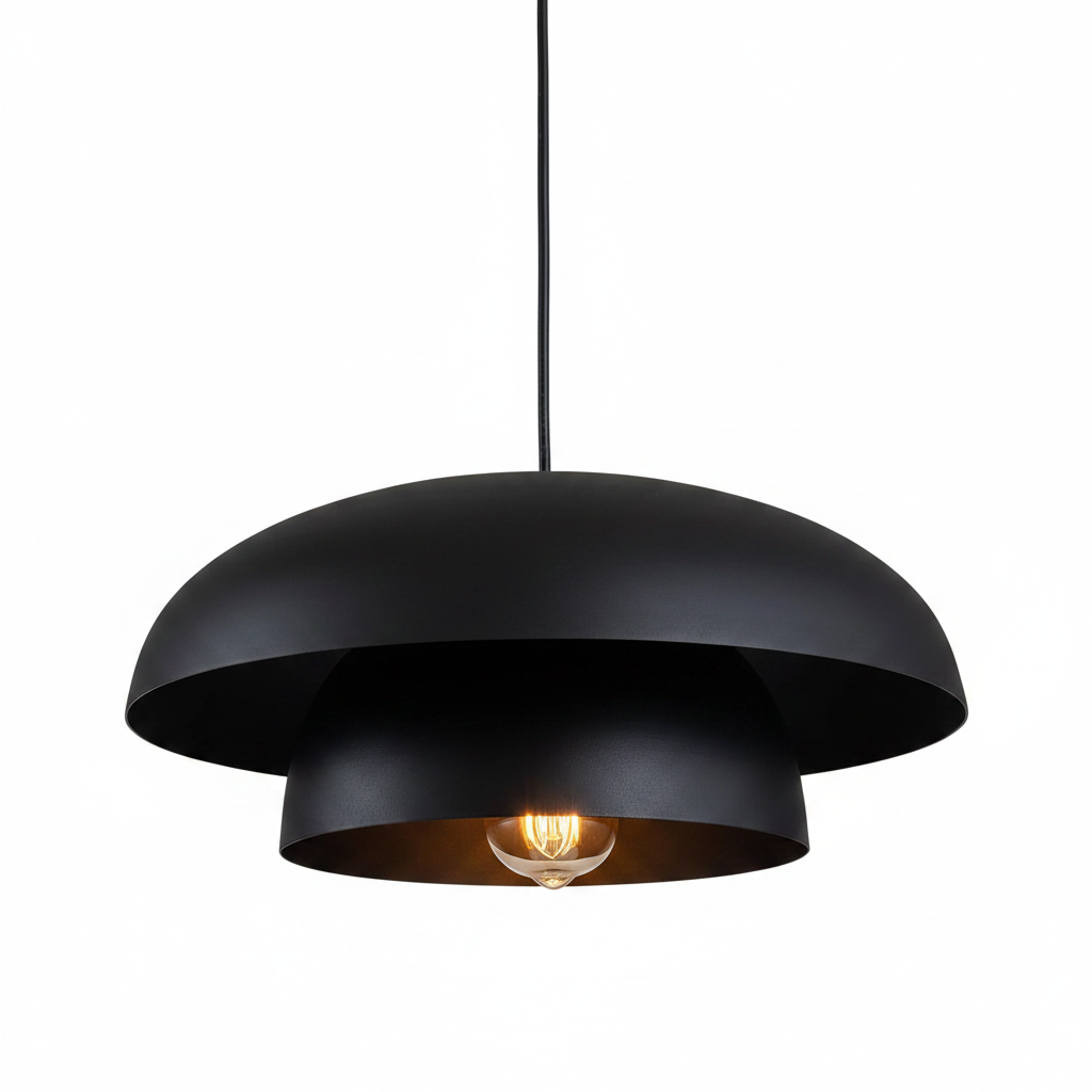 15.7" Black Modern Pendant Light Fixtures, Kitchen Lighting Fixtures Ceiling Hanging Light Fixtures, Farmhouse Large Pendant Light for Kitchen Island Lighting Hanging Lamp